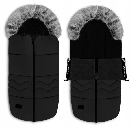 Transport si Relaxare - Sac de iarna, Lionelo, Frode, Pentru carucior, 90x45 cm, Impermeabil, Universal, Negru