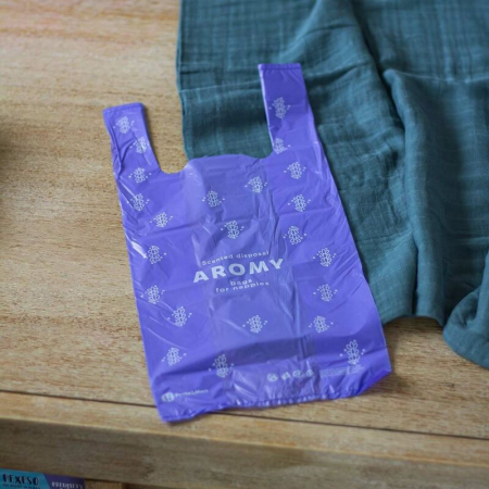 Saci parfumati, Petite&Mars, Pentru scutece, Aromy, Cu miros de lavanda, Rezistenti, Manere lungi, 100 bucati, Mov [3]