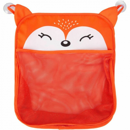 Jucarii si Jocuri - Saculet pentru jucariile de baie, FreeON, Fox, Cu sistem de prindere cu ventuze, Dimensiune 32x38 cm