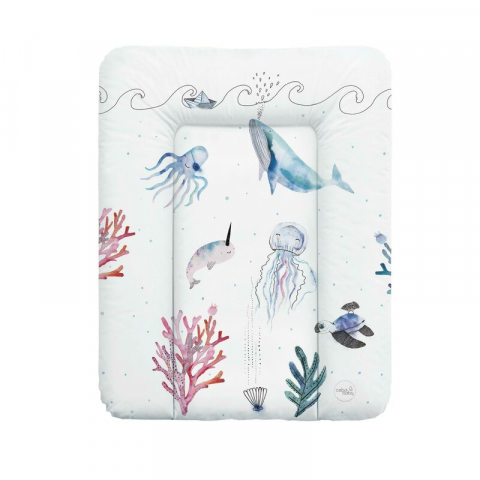 Mobilier si Lenjerie - Saltea de infasat, Ceba Baby, Moale, Fara ftalati, 70 x 50 cm, Watercolor World Ocean