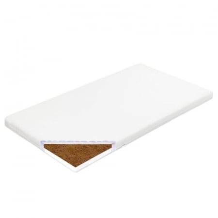 Mobilier si Lenjerie - Saltea patut bebe, New Baby, Din spuma si cocos, Cu husa detasabila, Din bumbac, 90x40x7 cm, Alb