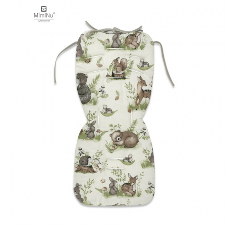 Salteluta pentru carucior, MimiNu, Reversibila, Cu doua fete, Din catifea si bumbac, Materiale certificate Oeko Tex Standard 100, 78 x 34 cm, Design, Calm Forest Natural/Nugat [2]