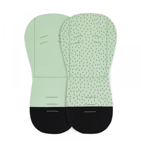 Transport si Relaxare - Salteluta pentru carucior , Petite&Mars, Din spuma cu memorie, 86 x 42 cm, Reversibila, Universala, Din bumbac, Design copacei, Verde