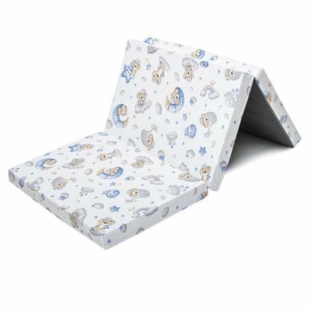 Mobilier si Lenjerie - Salteluta pliabila, New Baby, Standard, Pentru patut, Cu geanta de transport inclusa, Cu husa detasabila din bumbac, Din spuma, 120x60x5 cm, 0 luni+, Koala Blue