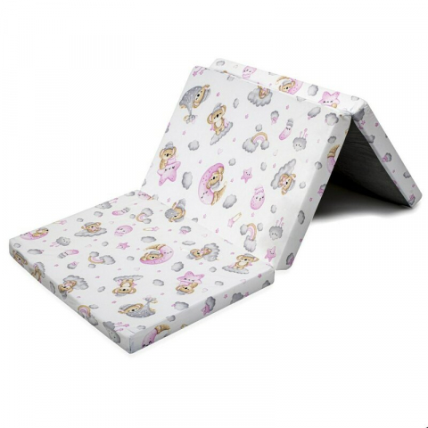 Mobilier si Lenjerie - Salteluta pliabila, New Baby, Standard, Pentru patut, Cu geanta de transport inclusa, Cu husa detasabila din bumbac, Din spuma, 120x60x5 cm, 0 luni+, Koala Pink