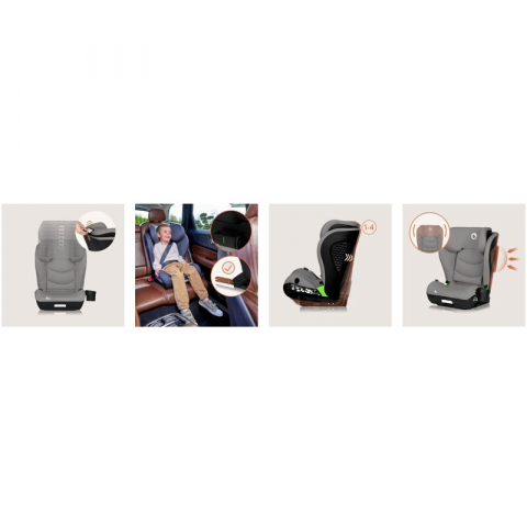 Scaun auto i-Size, Lionelo, Neal, Spatar reglabil in 4 pozitii, Tetiera in 10 pozitii, Suport sticla inclus, 15-36 Kg, 100-150 cm, Cu Isofix, Conform ECE R129, Verde Turquoise [13]