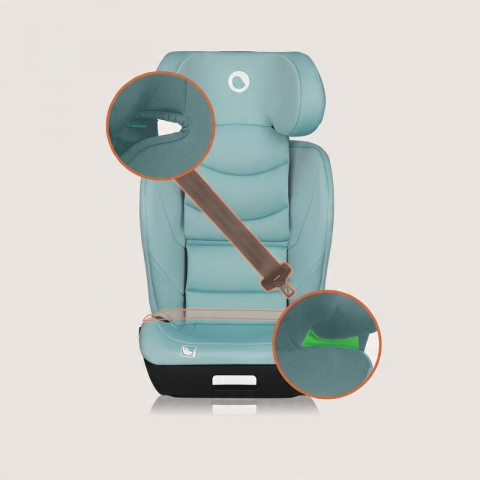 Scaun auto i-Size, Lionelo, Neal, Spatar reglabil in 4 pozitii, Tetiera in 10 pozitii, Suport sticla inclus, 15-36 Kg, 100-150 cm, Cu Isofix, Conform ECE R129, Verde Turquoise [15]