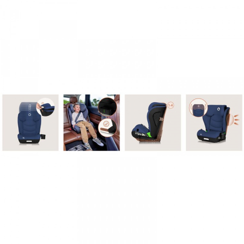 Scaun auto i-Size, Lionelo, Neal, Spatar reglabil in 4 pozitii, Tetiera in 10 pozitii, Suport sticla inclus, 15-36 Kg, 100-150 cm, Cu Isofix, Conform ECE R129, Albastru [29]