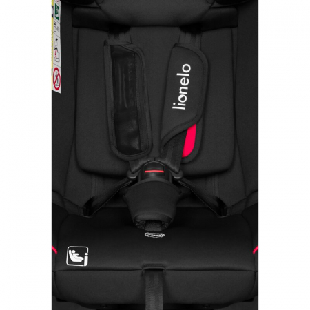 Scaun auto, Lionelo, Aart i-Size, Cu spatar inclinabil in 4 pozitii, Cu tetiera reglabila in 13 pozitii, 0-36 Kg, 40-150 cm, Cu centura siguranta in 3 puncte, Conform cu ECE R129/03, Negru/Rosu [16]