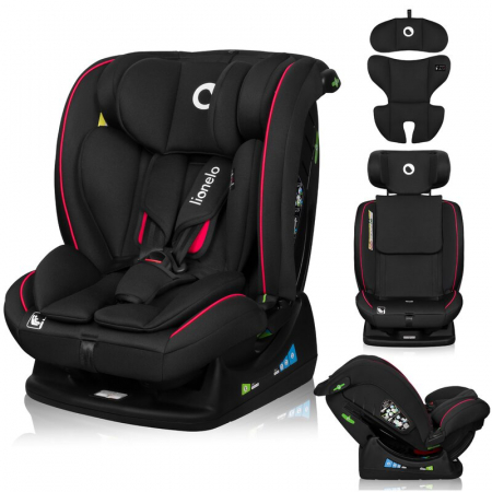Scaun auto, Lionelo, Aart i-Size, Cu spatar inclinabil in 4 pozitii, Cu tetiera reglabila in 13 pozitii, 0-36 Kg, 40-150 cm, Cu centura siguranta in 3 puncte, Conform cu ECE R129/03, Negru/Rosu [2]