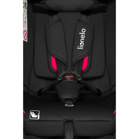 Scaun auto, Lionelo, Aart i-Size, Cu spatar inclinabil in 4 pozitii, Cu tetiera reglabila in 13 pozitii, 0-36 Kg, 40-150 cm, Cu centura siguranta in 3 puncte, Conform cu ECE R129/03, Negru/Rosu [15]