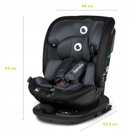 Scaun auto, Lionelo, Bastiaan RWF i-Size, Pozitie de somn, Protectie laterala, Rotire 360 grade, 0-36 Kg, Cu Isofix si Centura Top Tether, Conform cu standardul european de securitate ECE R129, Gri [38]