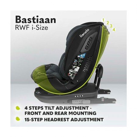 Scaun auto, Lionelo, Bastiaan RWF i-Size, Pozitie de somn, Protectie laterala, Rotire 360 grade, 0-36 Kg, Cu Isofix si Centura Top Tether, Conform cu standardul european de securitate ECE R129, Gri [41]