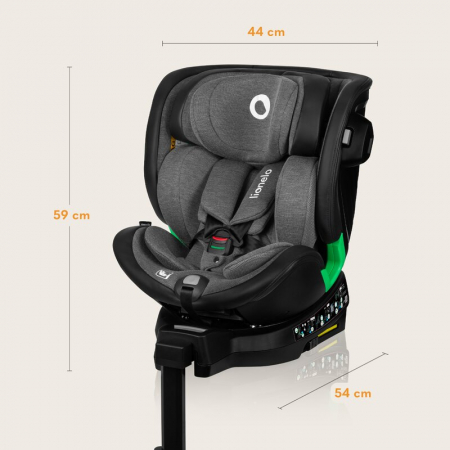Scaun auto, Lionelo, Harmony i-Size, Rotire 360 grade, Protectie laterala, Cu spatar reglabil in 5 pozitii, Cu tetiera reglabila in 12 pozitii, 0-36 Kg, 40-150 cm, Cu Isofix, Husa din bambus, Conform  [33]