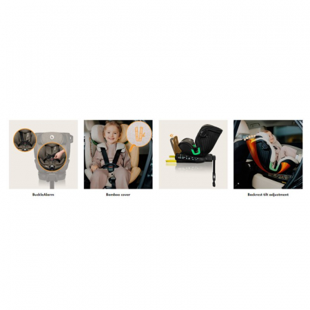 Scaun auto, Lionelo, Harmony i-Size, Rotire 360 grade, Protectie laterala, Cu spatar reglabil in 5 pozitii, Cu tetiera reglabila in 12 pozitii, 0-36 Kg, 40-150 cm, Cu Isofix, Husa din bambus, Conform  [75]