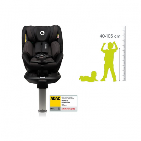 Scaun auto, Lionelo, I-size Antoon Plus, Pozitie de somn, Protectie laterala, Rotire 360 grade, 0-18 kg, Cu Isofix si picior de sustinere, Negru, Testat ADAC, Conform cu standardul european de securit [4]
