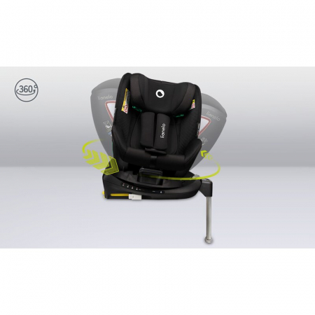 Scaun auto, Lionelo, I-size Antoon Plus, Pozitie de somn, Protectie laterala, Rotire 360 grade, 0-18 kg, Cu Isofix si picior de sustinere, Negru, Testat ADAC, Conform cu standardul european de securit [29]