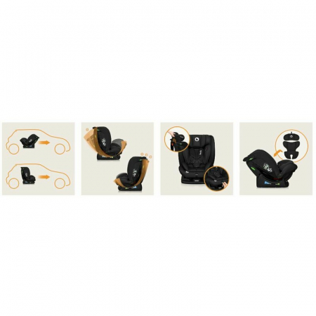 Scaun auto, Lionelo, i-Size Izzy, 0-36 Kg, 40-150 cm, Instalare cu centurile masinii, Protectie laterala, Ajustare spatar in 3 pozitii, Tetiera reglabila in 13 trepte, Conform cu R129, Negru [32]