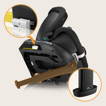 Scaun auto, Lionelo, i-Size Navy, 0-36 Kg, 40-150 cm, Cu isofix si picior de fixare, Protectie laterala, Rotire 360 grade, Ajustare spatar in 4 pozitii, Tetiera reglabila in 11 trepte, Conform cu R129 [41]