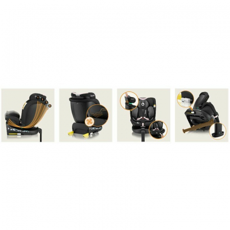 Scaun auto, Lionelo, i-Size Navy, 0-36 Kg, 40-150 cm, Cu isofix si picior de fixare, Protectie laterala, Rotire 360 grade, Ajustare spatar in 4 pozitii, Tetiera reglabila in 11 trepte, Conform cu R129 [43]