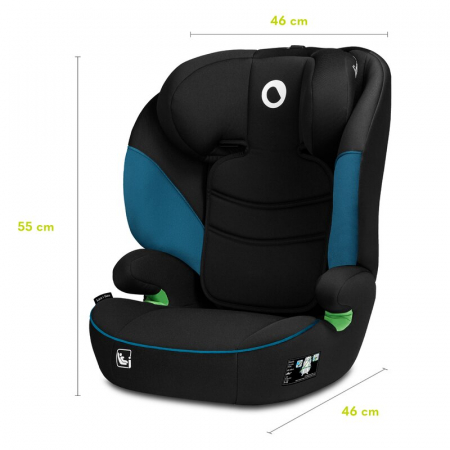 Scaun auto, Lionelo, Lars i-Size, Cu tetiera reglabila in 10 pozitii, Cu pozitionare spre sensul de mers, 15-36 Kg, 100-150 cm, Conform cu standardul european de securitate ECE R129/03, Negru/Albastru [21]