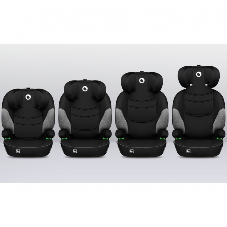 Scaun auto, Lionelo, Lars i-Size, Cu tetiera reglabila in 10 pozitii, Cu pozitionare spre sensul de mers, 15-36 Kg, 100-150 cm, Conform cu standardul european de securitate ECE R129/03, Negru/Gri [10]