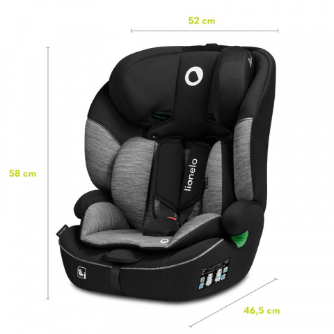 Scaun auto, Lionelo, Levi i-Size, Universal, Instalare FWF, Cu tetiera reglabila in 10 pozitii, Cu spatar detasabil, 76-150 cm, Conform cu R129, Gri [11]