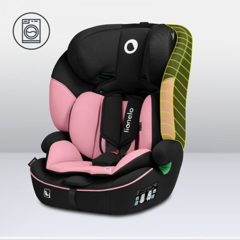 Scaun auto, Lionelo, Levi i-Size, Universal, Instalare FWF, Cu tetiera reglabila in 10 pozitii, Cu spatar detasabil, 76-150 cm, Conform cu R129, Roz [15]