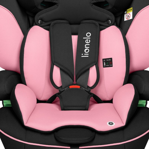 Scaun auto, Lionelo, Levi i-Size, Universal, Instalare FWF, Cu tetiera reglabila in 10 pozitii, Cu spatar detasabil, 76-150 cm, Conform cu R129, Roz [8]