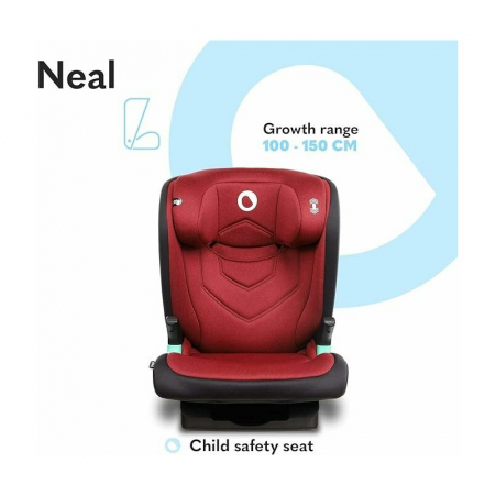 Scaun auto, Lionelo, Neal Burgundy, Spatar reglabil, Baza i-size, 15-36 Kg, cu Isofix, Conform cu standardul european de securitate ECE R129, Rosu [17]