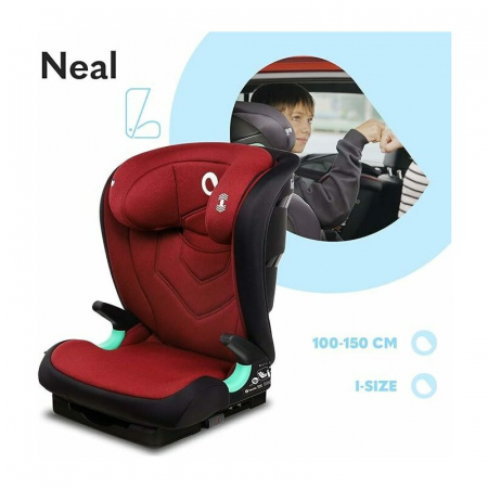 Scaun auto, Lionelo, Neal Burgundy, Spatar reglabil, Baza i-size, 15-36 Kg, cu Isofix, Conform cu standardul european de securitate ECE R129, Rosu [18]