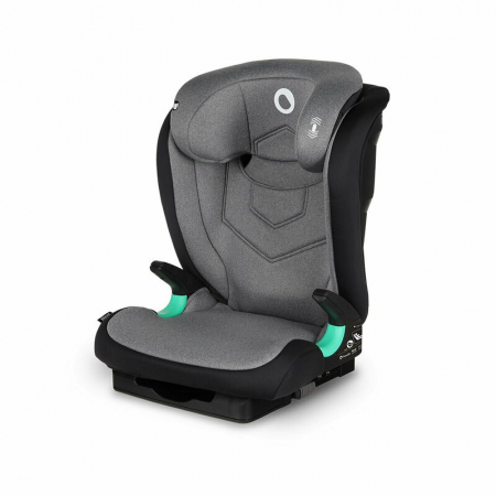 Transport si Relaxare - Scaun auto, Lionelo, Neal Stone, Spatar reglabil, Baza i-size, 15-36 Kg, cu Isofix, Conform cu standardul european de securitate ECE R129, Gri