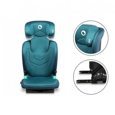 Scaun auto, Lionelo, Neal Turquoise, Spatar reglabil, Baza i-size, 15-36 Kg, cu Isofix, Conform cu standardul european de securitate ECE R129, Verde [8]