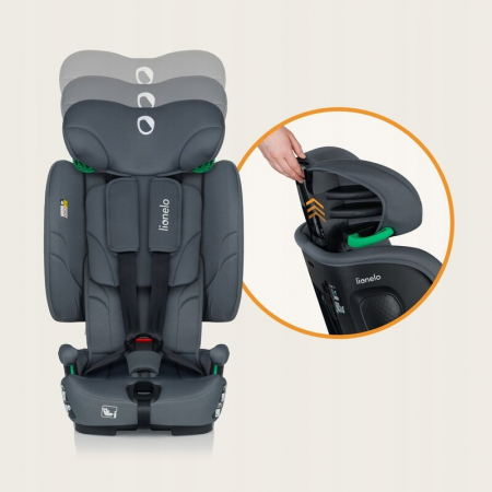 Scaun auto pliabil, Lionelo, Nelly, i-Size, 76- 150 cm, Tetiera reglabila in 15 pozitii, Spatar reglabil in 4 pozitii, Sisteme de fixare Isofix si Top Tether, Sezut lat si confortabil, Conform cu ECE  [38]