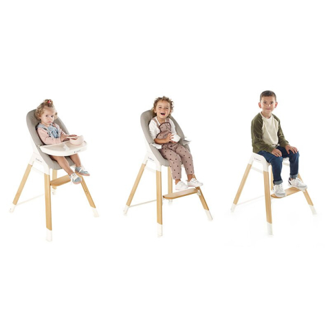 Scaun de masa evolutiv Woody, Jane, De la 6 luni la 8 ani, Din lemn, Husa lavabila, Conform cu EN 14988:2017 + A1:2020 si EN 17191:2021, Botanic [1]