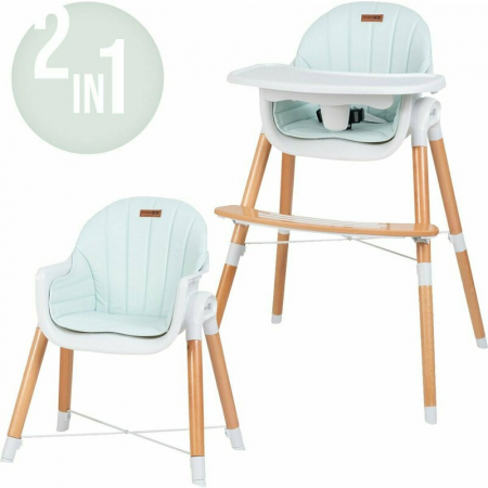 Mobilier si Lenjerie - Scaun de masa, FreeON, Tin, 2 in 1 reglabil, Cu tavita si husa detasabile, Suport pentru picioare reglabil, Conform cu standardul european de securitate EN 14988:2017+A1:2020, Light Green
