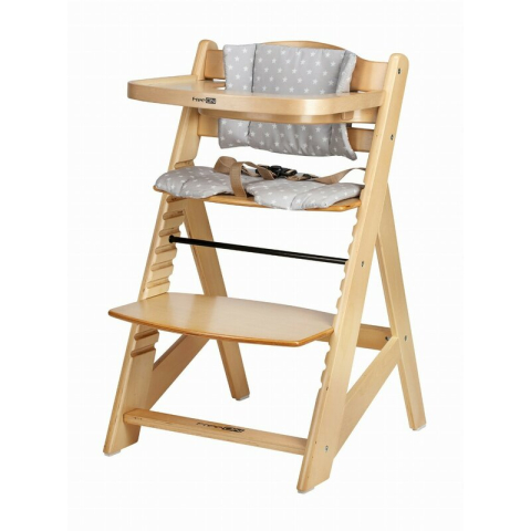 Mobilier si Lenjerie - Scaun de masa, FreeON, Toby Plus, 6 luni - 15 Kg, Reglabil pe inaltime, Pernuta, Tavita detasabila, Suport de picioare reglabil, Natur