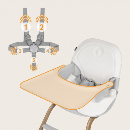 Scaun de masa, Lionelo, Dalia, 2 in 1, Transformabil, Cu 2 suporturi pentru picioare, Cu tavita detasabila, Sustine 60 kg, 6 luni+, Conform cu EN14988, Gri [26]