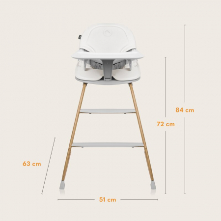 Scaun de masa, Lionelo, Dalia, 2 in 1, Transformabil, Cu 2 suporturi pentru picioare, Cu tavita detasabila, Sustine 60 kg, 6 luni+, Conform cu EN14988, Gri [22]