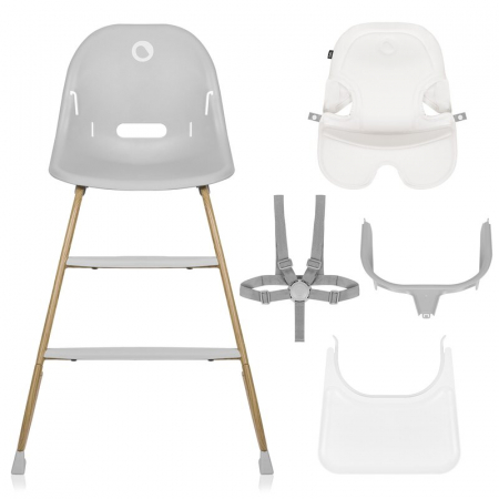 Scaun de masa, Lionelo, Dalia, 2 in 1, Transformabil, Cu 2 suporturi pentru picioare, Cu tavita detasabila, Sustine 60 kg, 6 luni+, Conform cu EN14988, Gri [21]