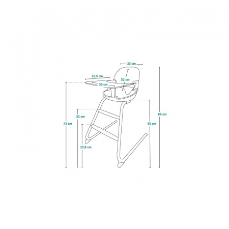 Scaun de masa, Lionelo, Dalia, 2 in 1, Transformabil, Cu 2 suporturi pentru picioare, Cu tavita detasabila, Sustine 60 kg, 6 luni+, Conform cu EN14988, Gri [30]