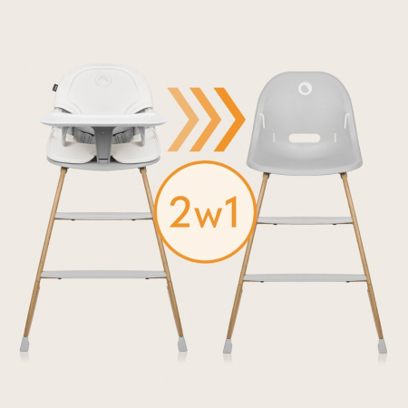 Scaun de masa, Lionelo, Dalia, 2 in 1, Transformabil, Cu 2 suporturi pentru picioare, Cu tavita detasabila, Sustine 60 kg, 6 luni+, Conform cu EN14988, Gri [24]