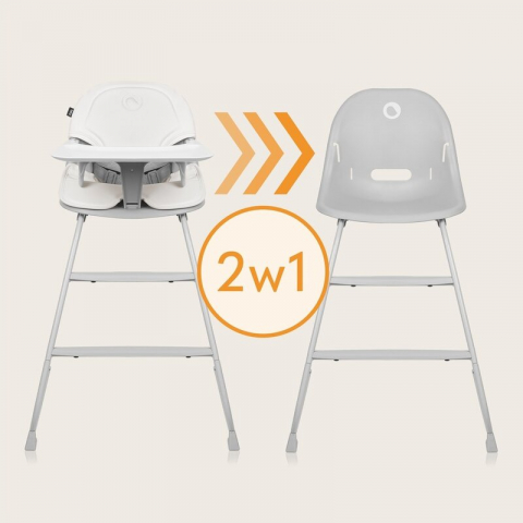 Scaun de masa, Lionelo, Dalia, 2 in 1, Transformabil, Cu 2 suporturi pentru picioare, Cu tavita detasabila, Sustine 60 kg, 6 luni+, Conform cu EN14988, Gri Stone [25]