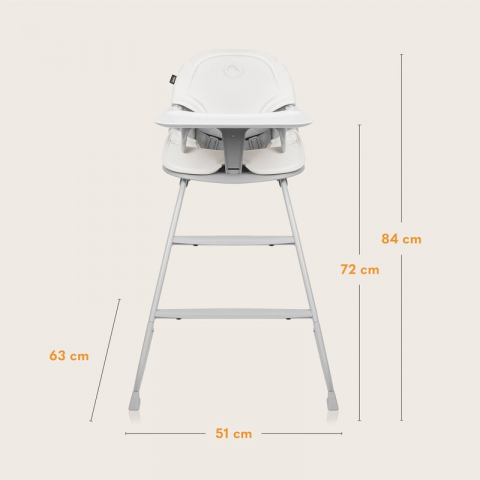 Scaun de masa, Lionelo, Dalia, 2 in 1, Transformabil, Cu 2 suporturi pentru picioare, Cu tavita detasabila, Sustine 60 kg, 6 luni+, Conform cu EN14988, Gri Stone [19]