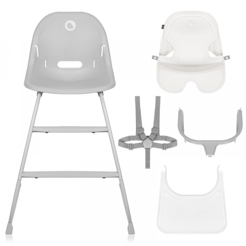 Scaun de masa, Lionelo, Dalia, 2 in 1, Transformabil, Cu 2 suporturi pentru picioare, Cu tavita detasabila, Sustine 60 kg, 6 luni+, Conform cu EN14988, Gri Stone [4]