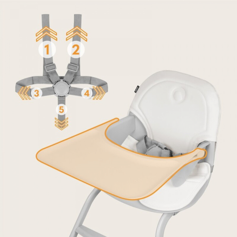 Scaun de masa, Lionelo, Dalia, 2 in 1, Transformabil, Cu 2 suporturi pentru picioare, Cu tavita detasabila, Sustine 60 kg, 6 luni+, Conform cu EN14988, Gri Stone [23]
