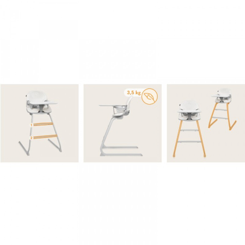 Scaun de masa, Lionelo, Dalia, 2 in 1, Transformabil, Cu 2 suporturi pentru picioare, Cu tavita detasabila, Sustine 60 kg, 6 luni+, Conform cu EN14988, Gri Stone [31]