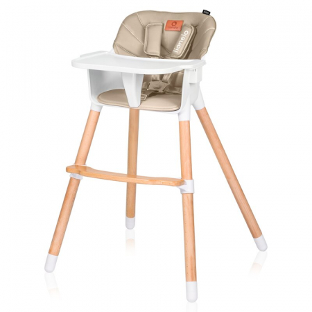 Mobilier si Lenjerie - Scaun de masa, Lionelo, Koen, Din fag, 2 in 1, Transformabil, Sustine 30 kg, 6 luni+, Conform cu standardul european de securitate EN14988, Bej