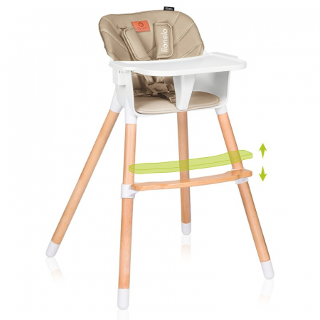 Scaun de masa, Lionelo, Koen, Din fag, 2 in 1, Transformabil, Sustine 30 kg, 6 luni+, Conform cu standardul european de securitate EN14988, Bej [5]