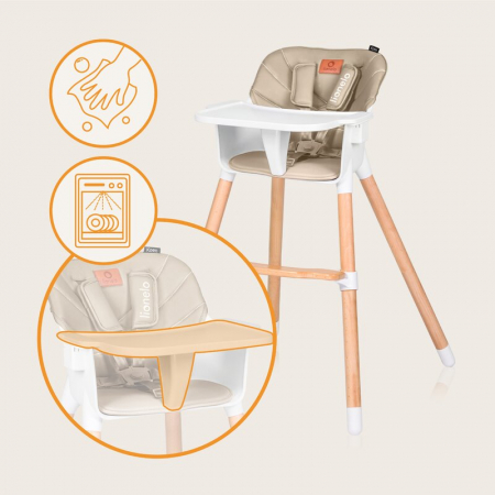 Scaun de masa, Lionelo, Koen, Din fag, 2 in 1, Transformabil, Sustine 30 kg, 6 luni+, Conform cu standardul european de securitate EN14988, Bej [15]